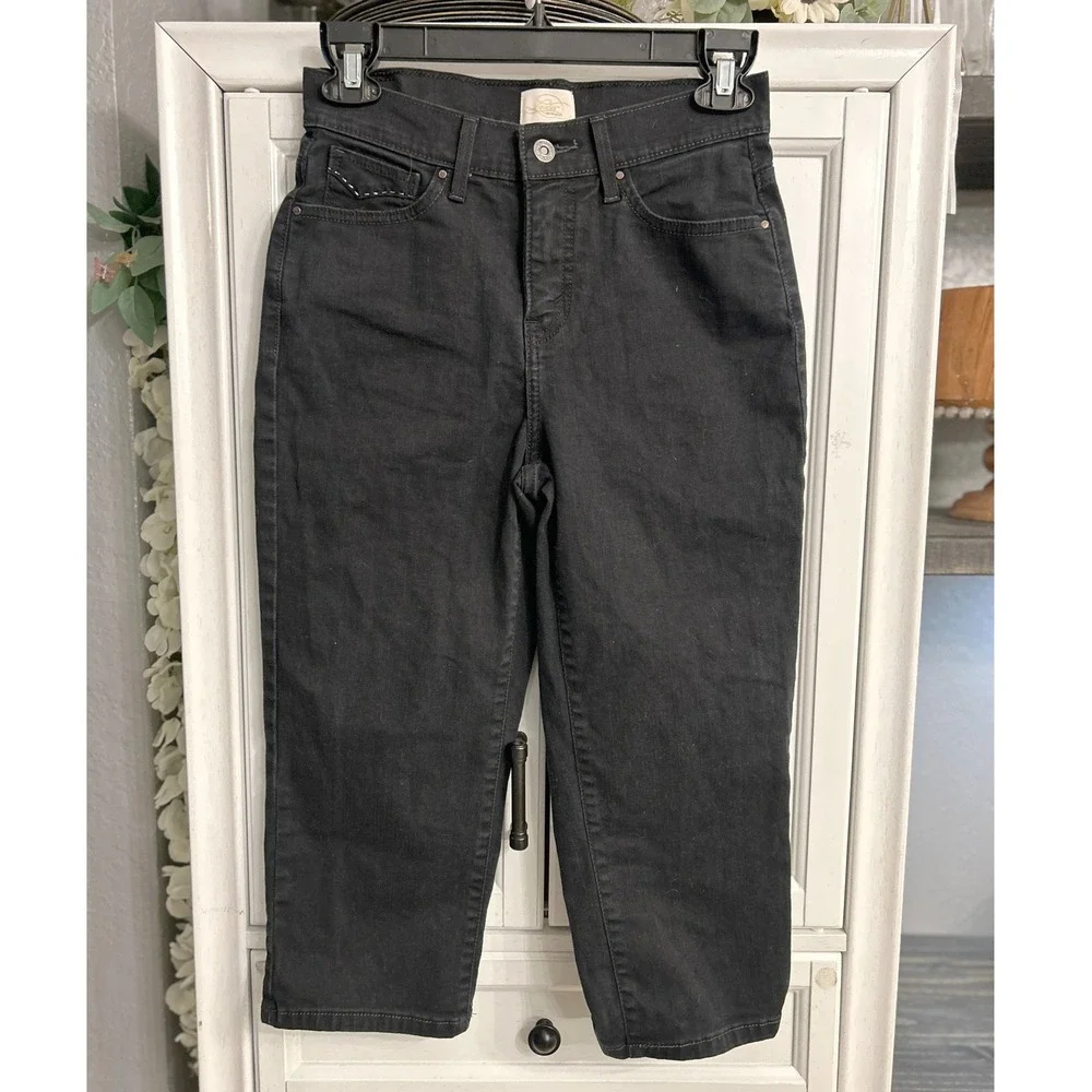 Levis 512 Perfectly Slimming Black Jeans Womens 4 Cropped Stretchy Denim Pants - Picture 1 of 10